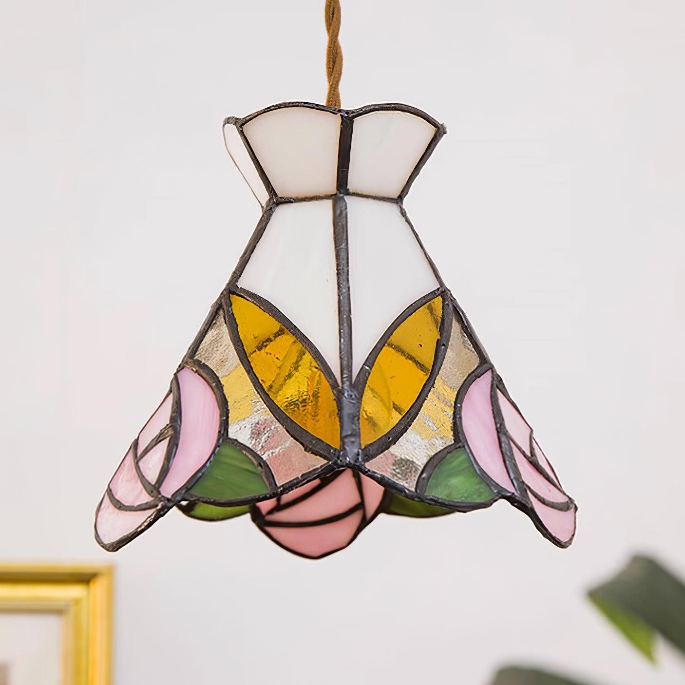 Franse Retro Rozen Glas-in-lood Hanglamp HL908