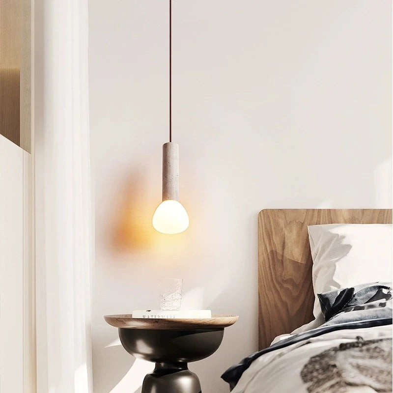 Elegante hanglamp in travertijncrème-stijl HL3473