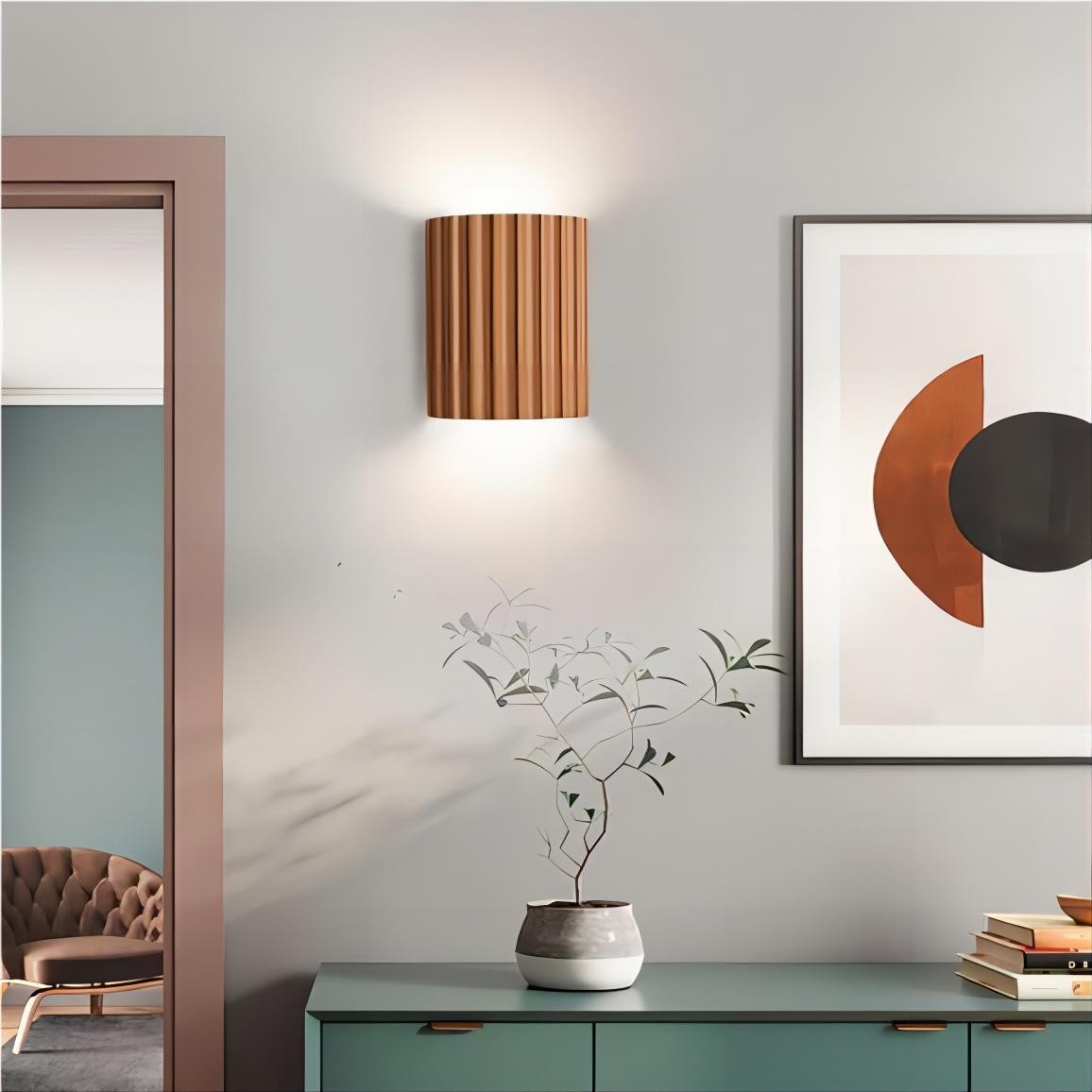 Moderne geribbelde hars gecanneleerde wandlamp HL185