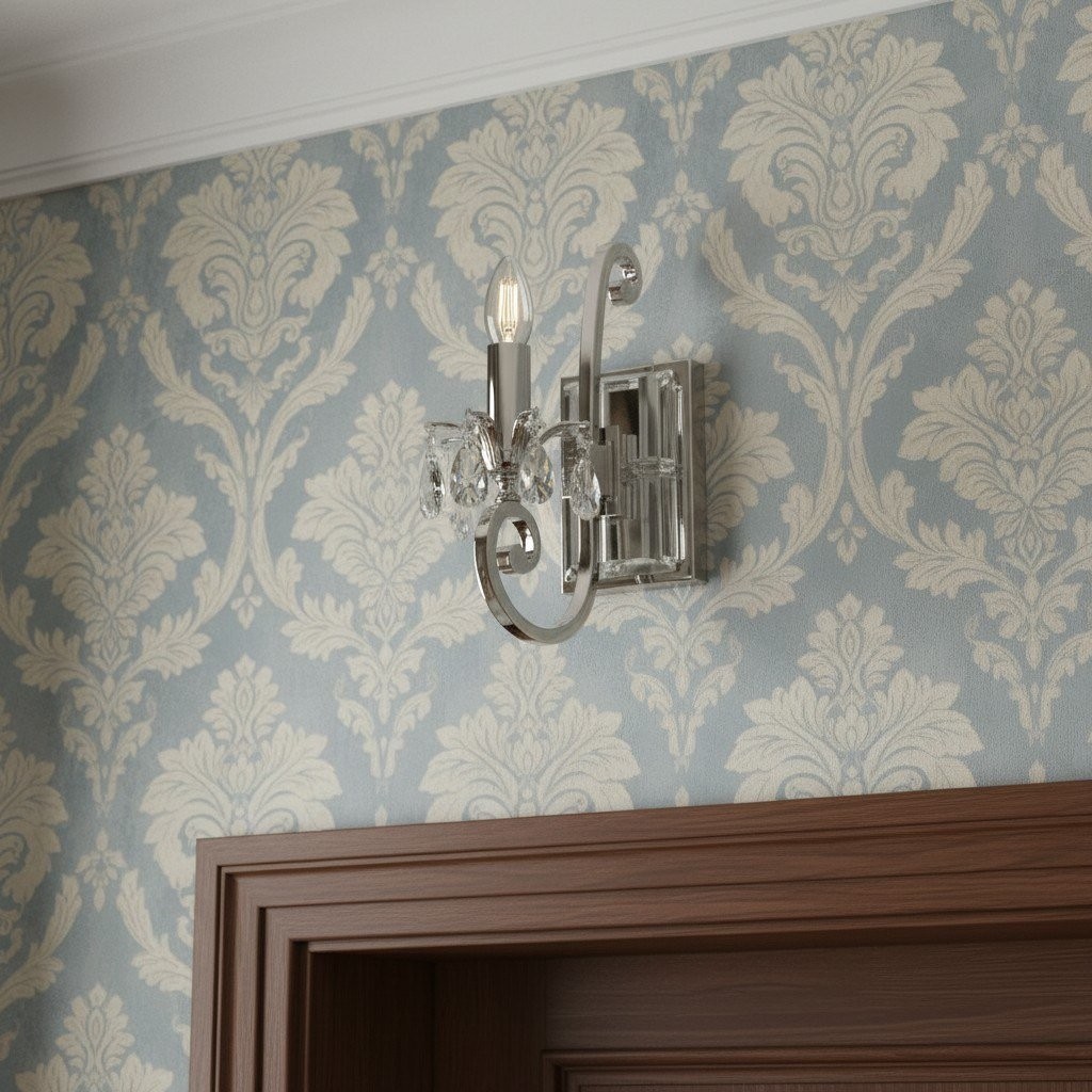 Talonis Crystal Accent Wandlamp - Gebogen Chromen Arm Design voor Woonkamer en Hal HL2180