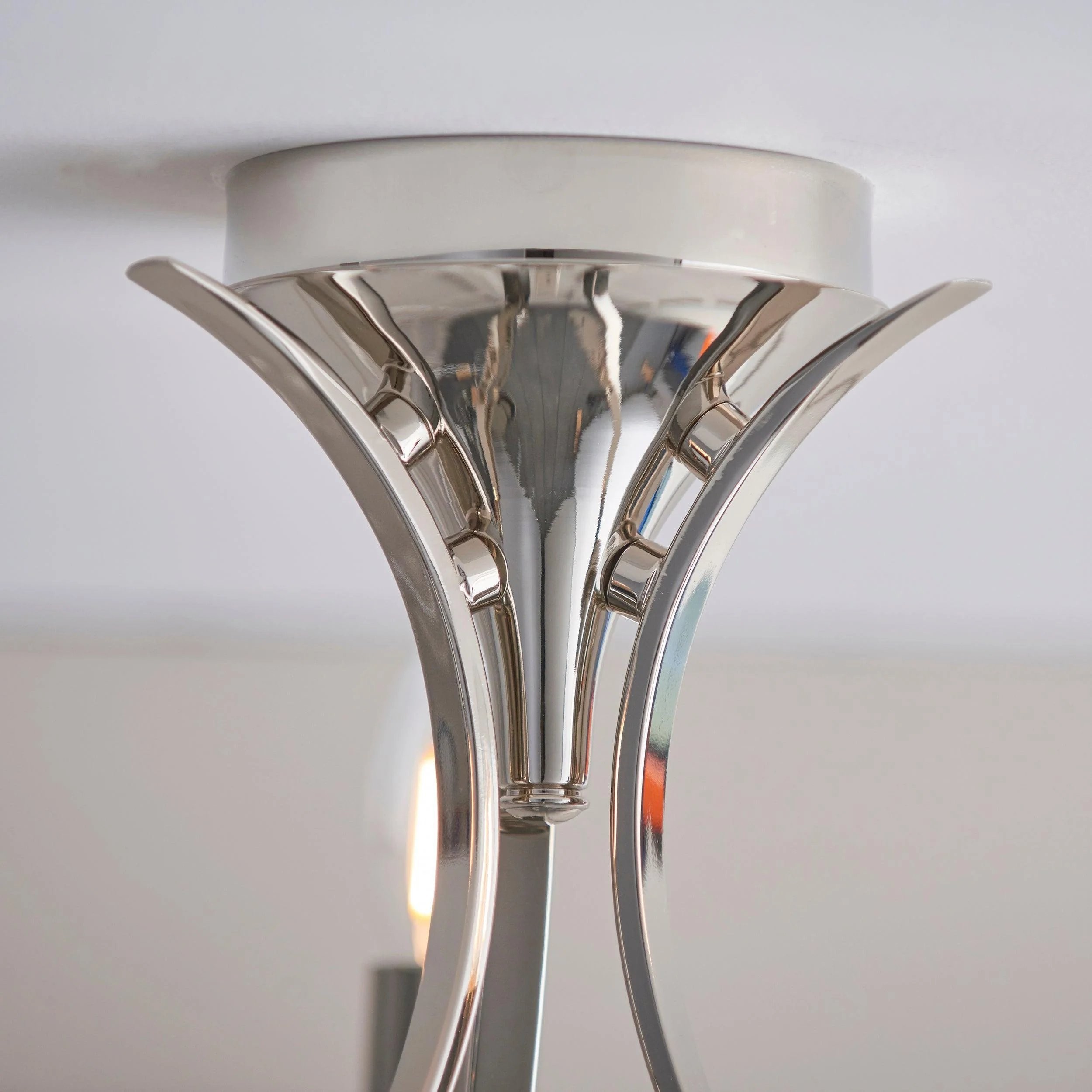 Foline 3-lichts plafondlamp met gebogen armen - gepolijst nikkel, halfverzonken, voor eetkamer of hal HL2227