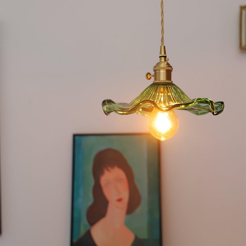 Vintage Hibiscus Bloem Glazen Hanglamp HL278