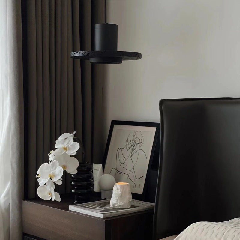 Retro zwarte stenen hanglamp HL929