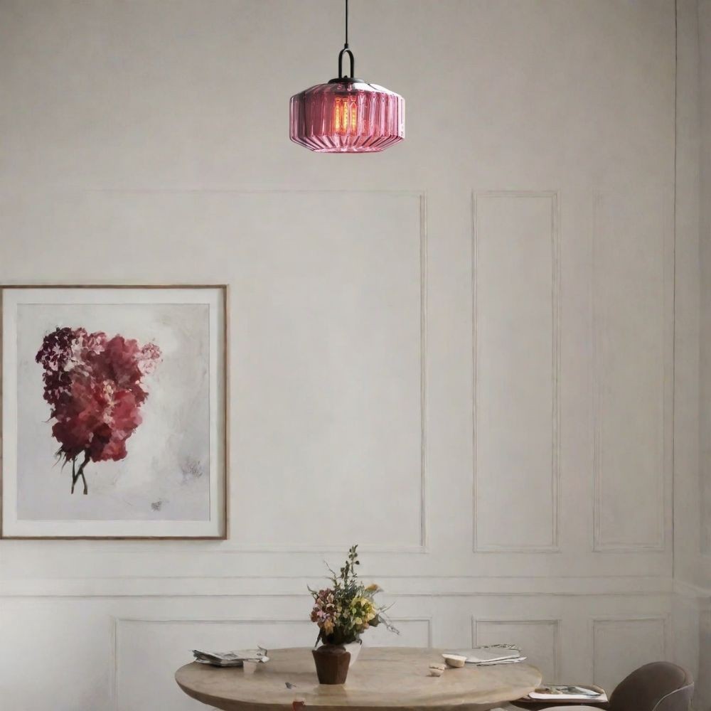 Hanglamp Met Geribbelde Glazen Pot - Modern Keukeneilandgebruik HL1043