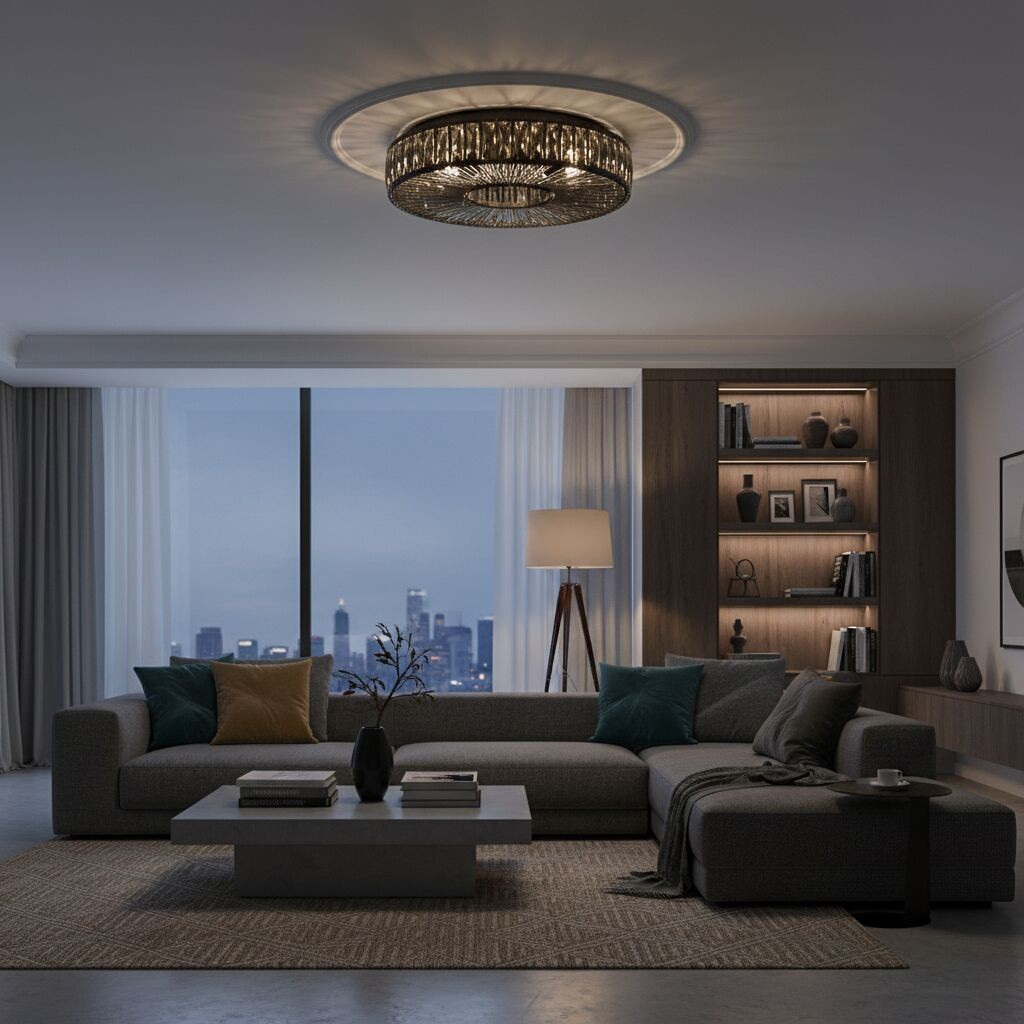 Glomar ronde plafondlamp van glas - moderne metalen en glazen afwerking voor woonruimtes HL2332