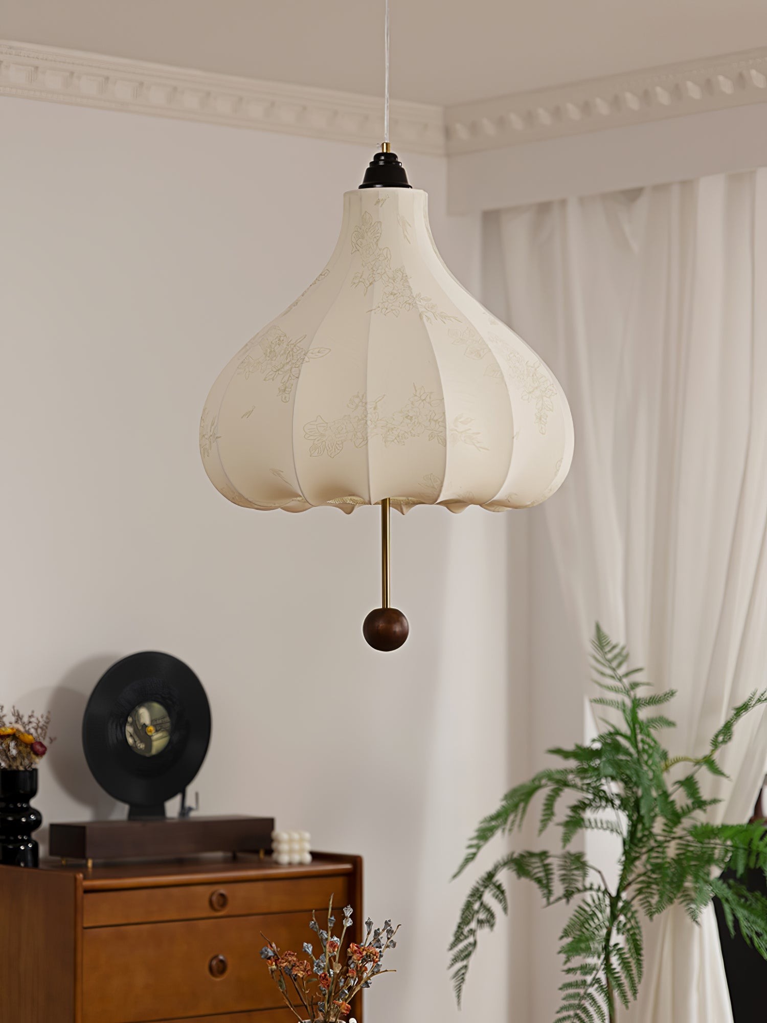 Retro Kastanje Stoffen Hanglamp HL495