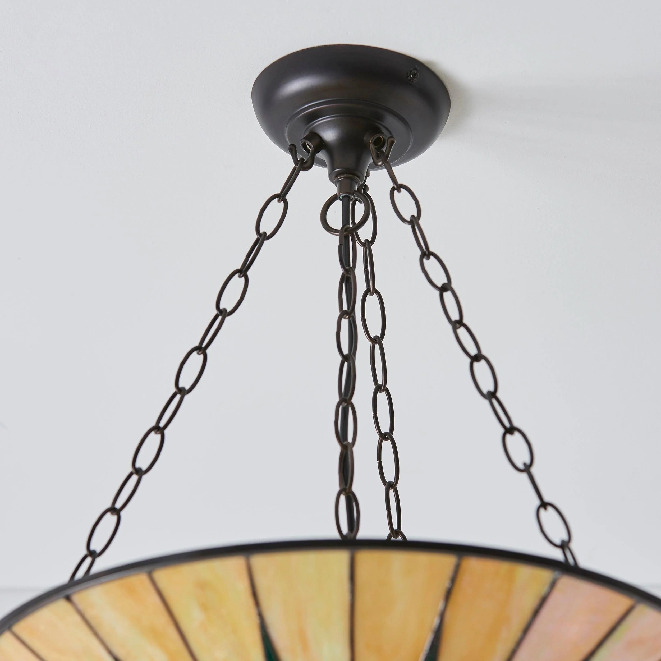 TF Dark Star Tiffany plafondlamp - glas-in-lood sterontwerp voor eetkamer of hal HL2232