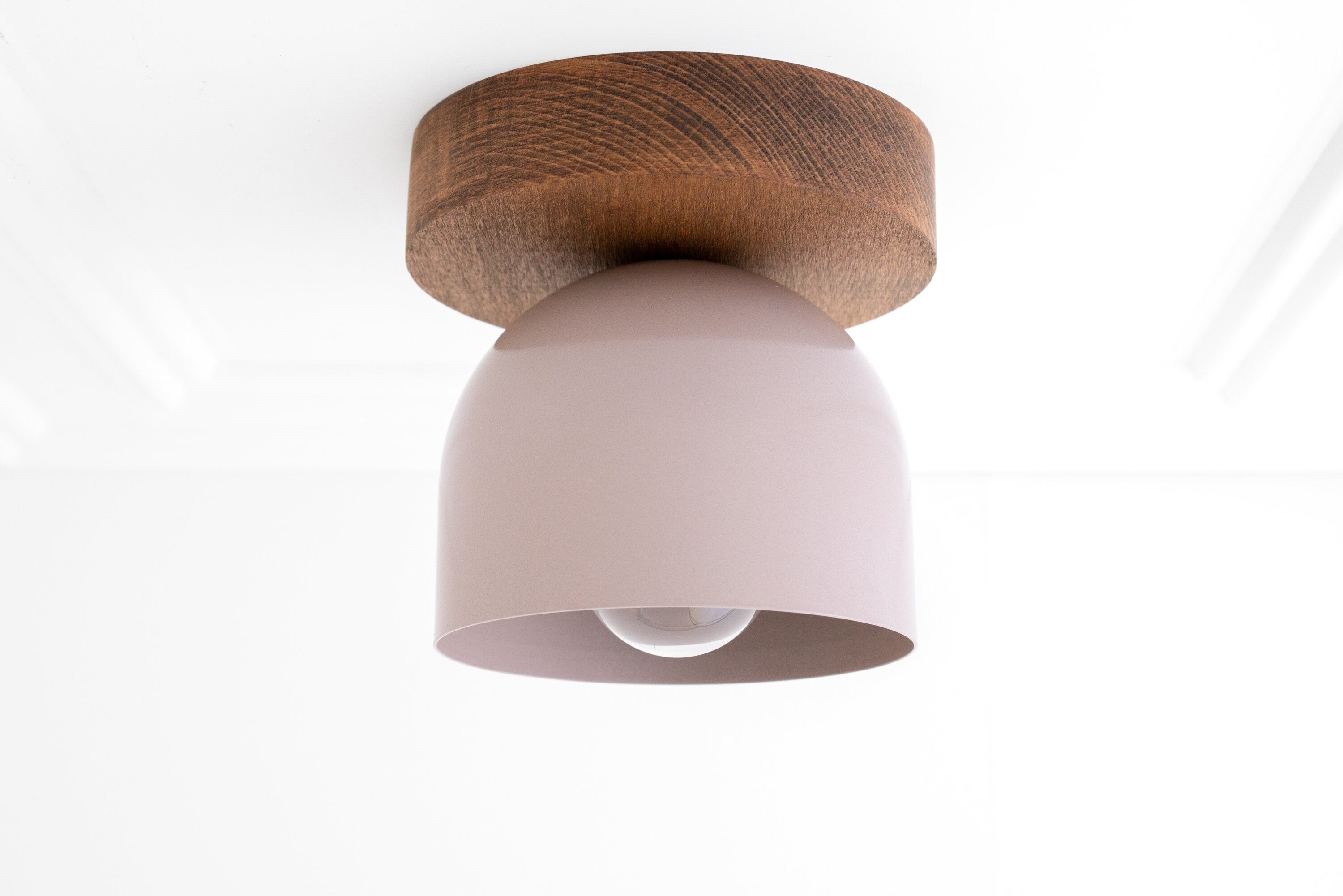 Metio Dome moderne rustieke plafondlamp - houten en metalen fusie HL1734