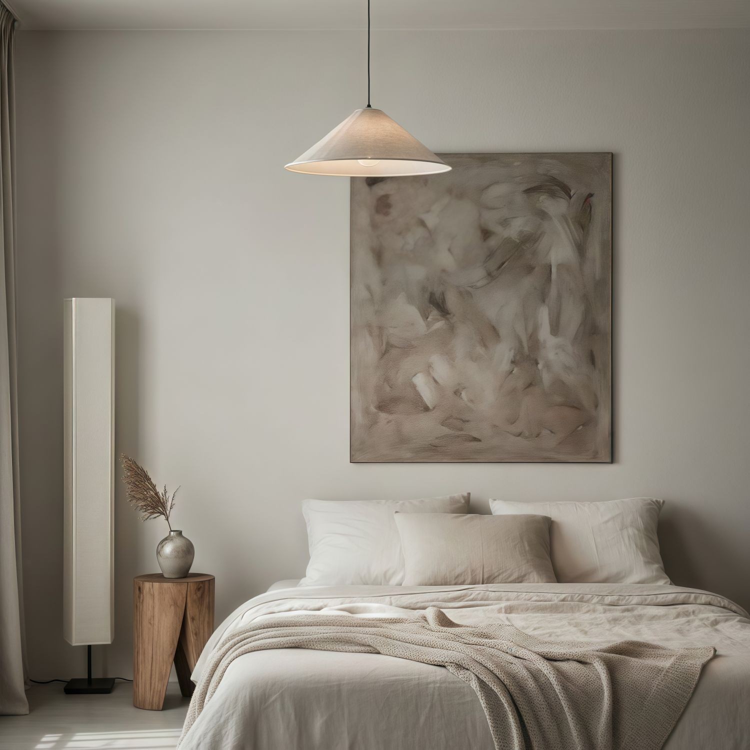 Zalen Hanglamp van geplooid linnen met textuur - Neutrale stoffen hanglamp voor slaapkamer en woonkamer HL1913