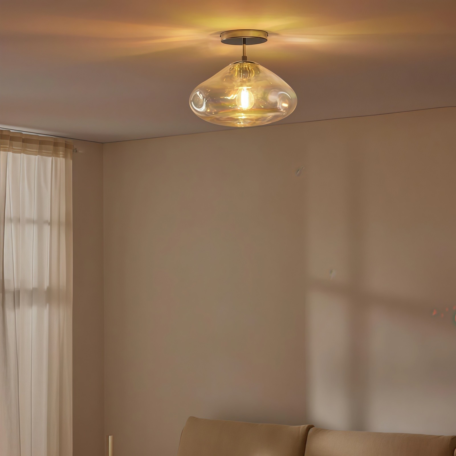 Moderne plafondlamp van chroomspiegelglas - minimalistische stijl voor woonkamer HL1054