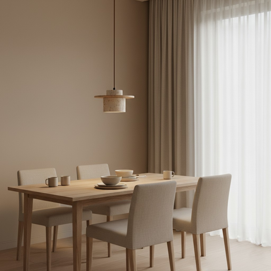 Hanglamp in Japanse vintage stijl met travertinafwerking HL3468
