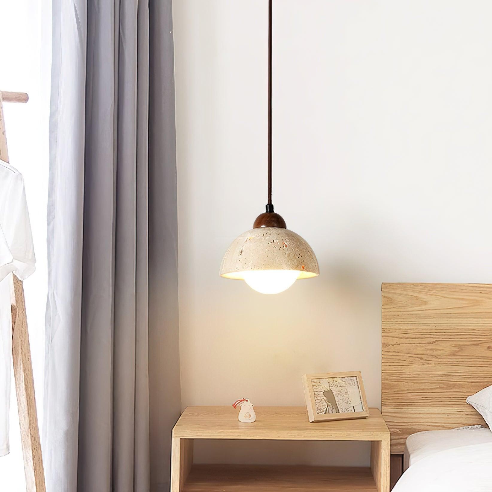 Gele travertijn hanglamp in Wabi-Sabi-stijl HL735