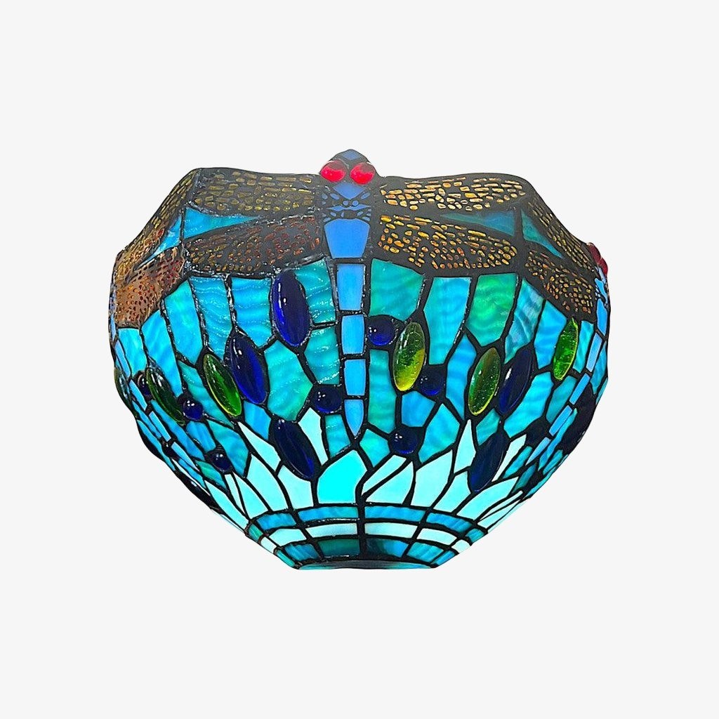 TF Wandlamp met libellenpatroon - Klassiek handgesneden glas-in-lood voor hallen en slaapkamers HL2117