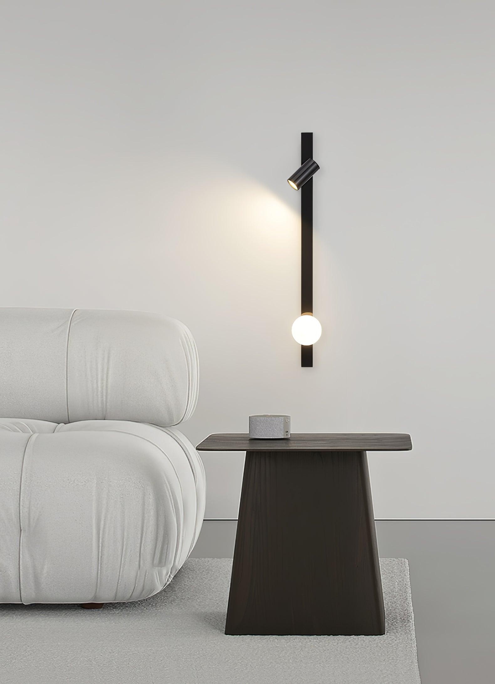 Moderne zwarte lineaire parelarm wandlamp met lange arm HL1122