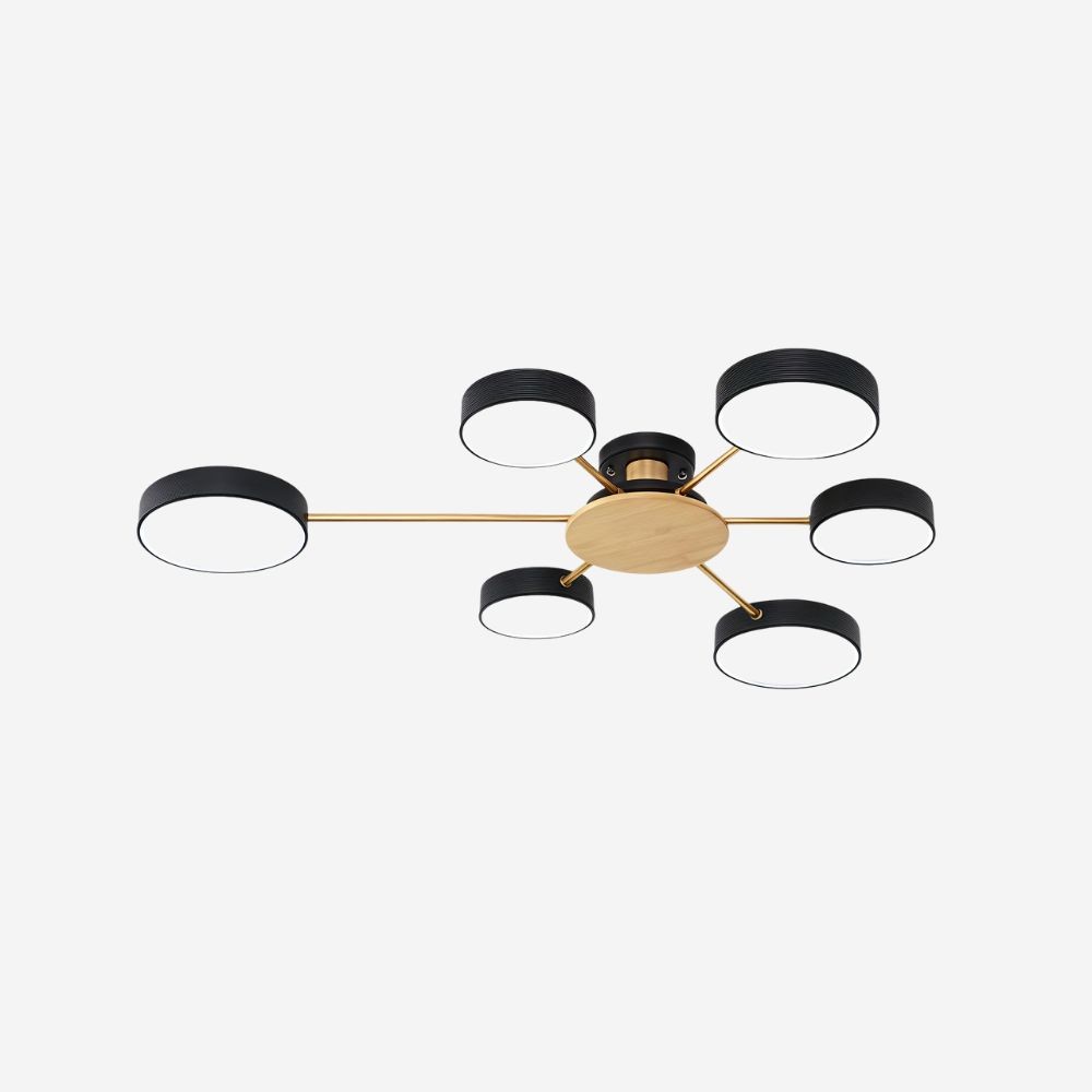 Moderne plafondlamp met takkenschijf - LED-lamp van hout voor eetkamer HL1345