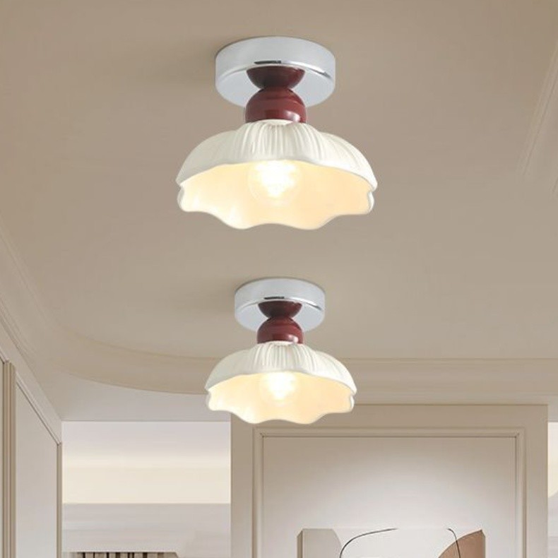 Nordic Retro Bloemblaadje Crème Plafondlamp HL229