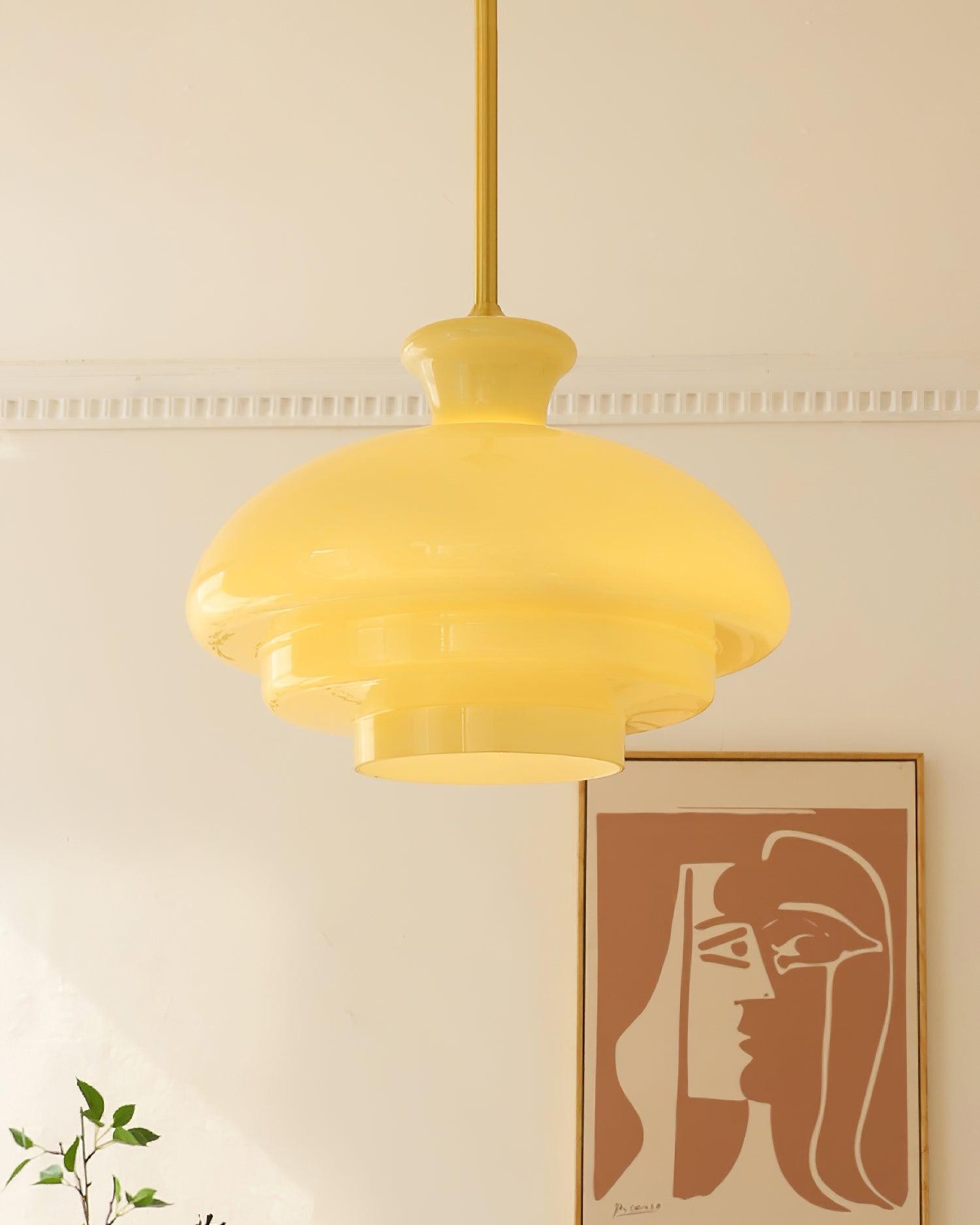Ronde gele stijlvolle eenvoudige glazen hanglamp HL638