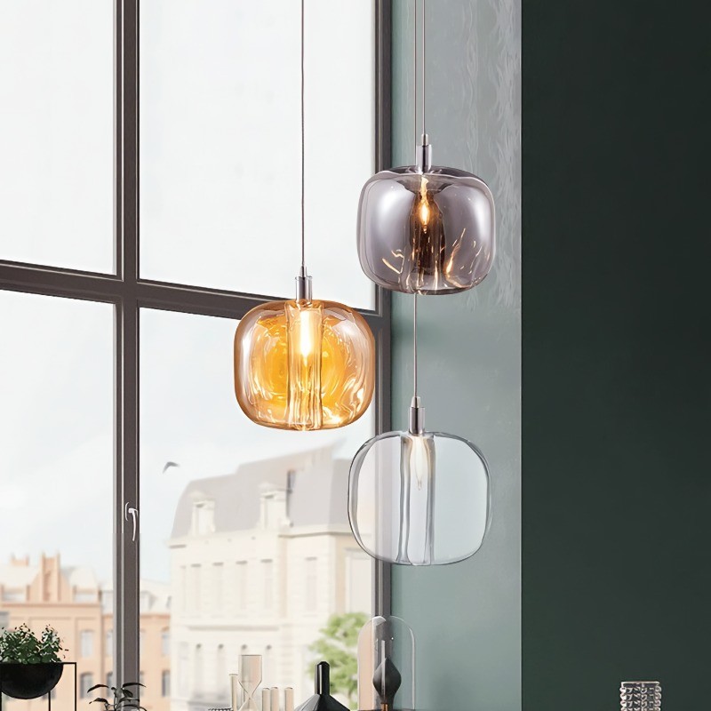 Cubie kroonluchter rookglas bol hanglamp voor kookeiland