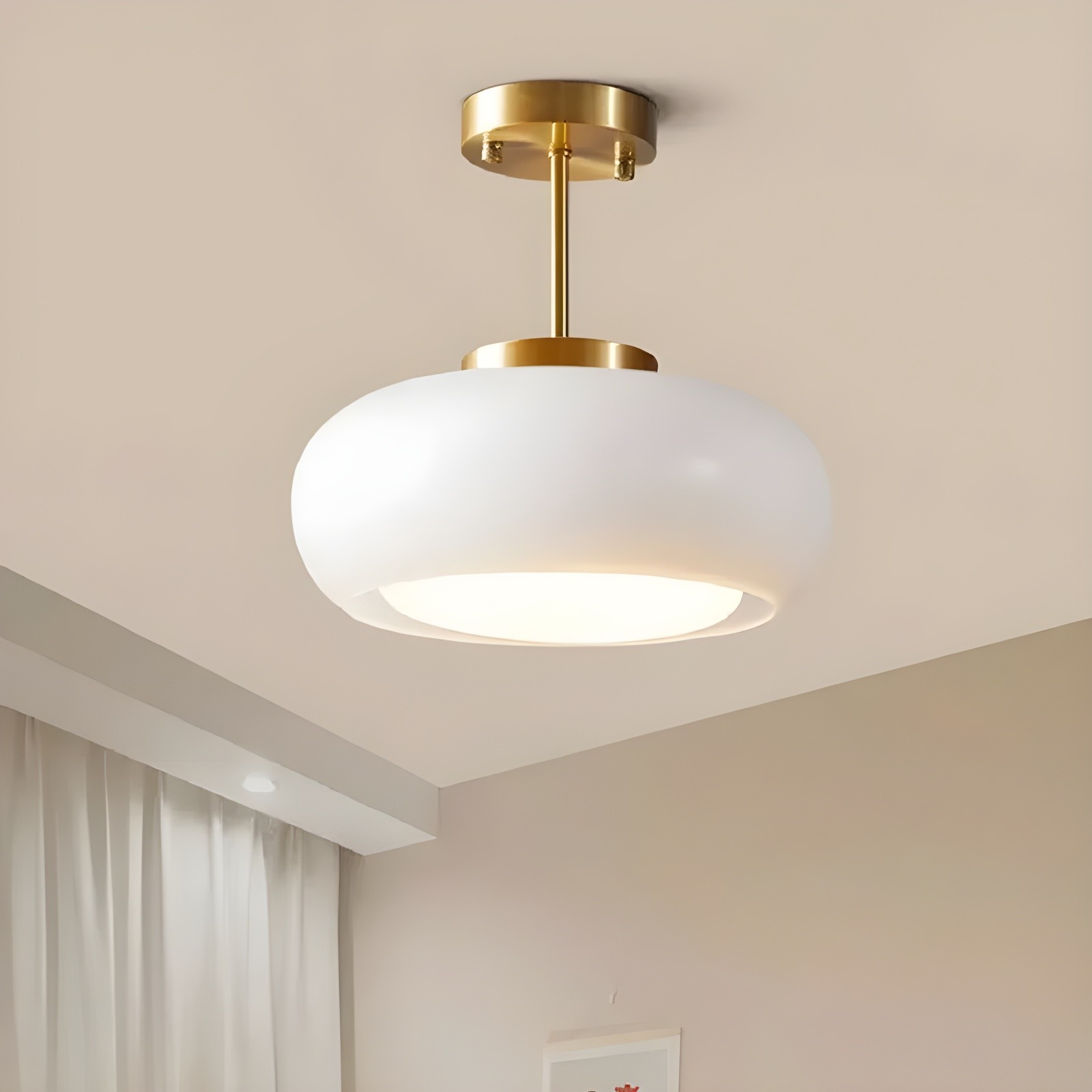 Retro messing schijf Bauhaus glazen plafondlamp HL167