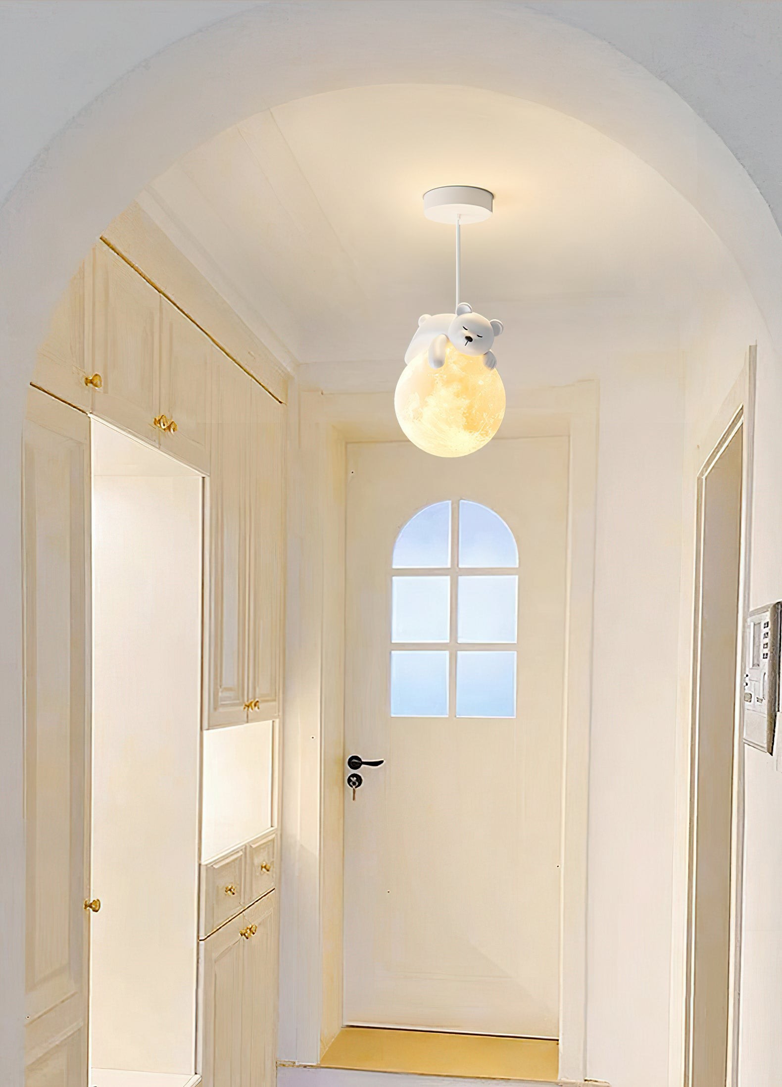 Crèmekleurige hanglamp met dierenmotief HL1189