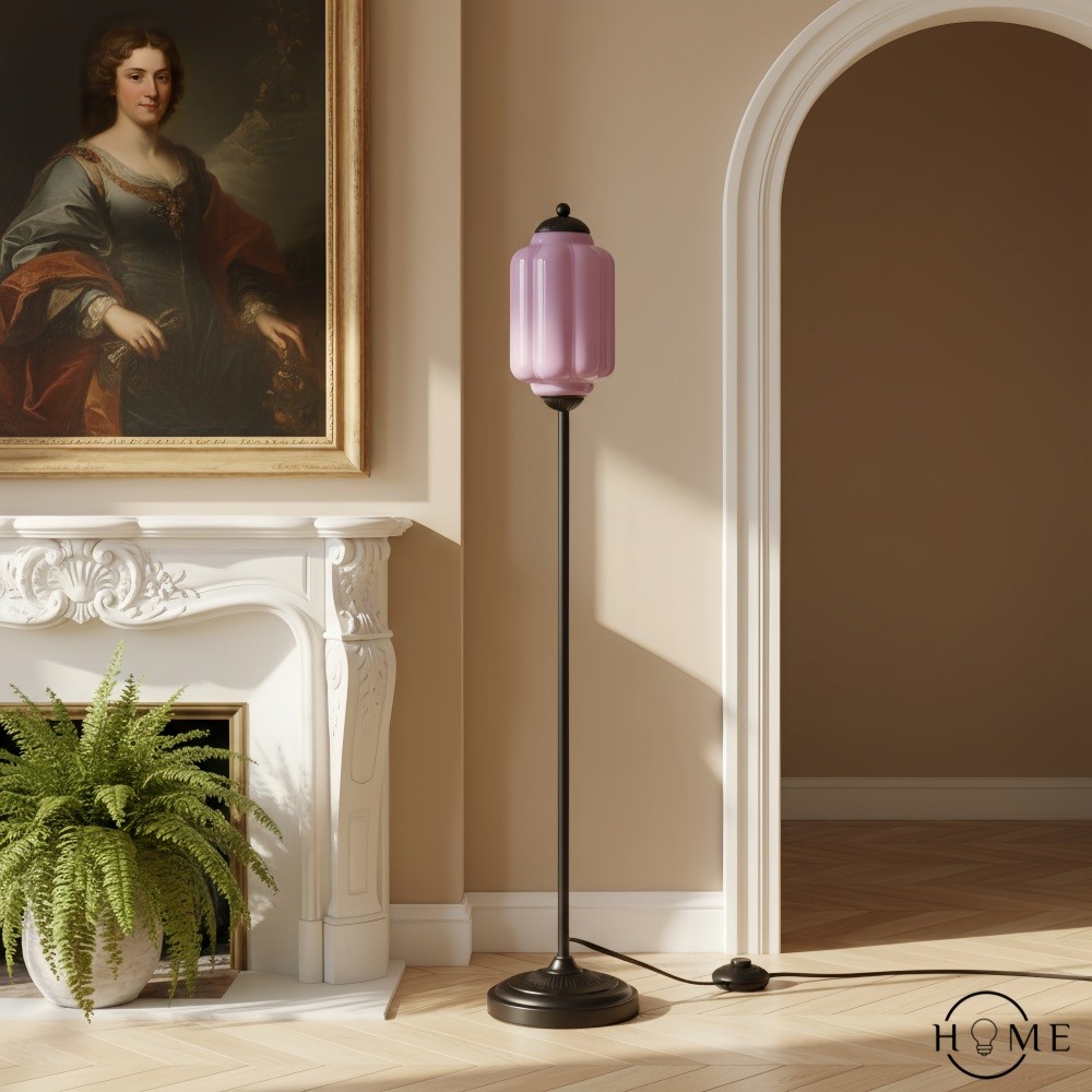 Eloise Vloerlamp van getextureerd glas in pompoenvorm - Organisch artistiek ontwerp en retrostijl voor de woonkamer HL2510