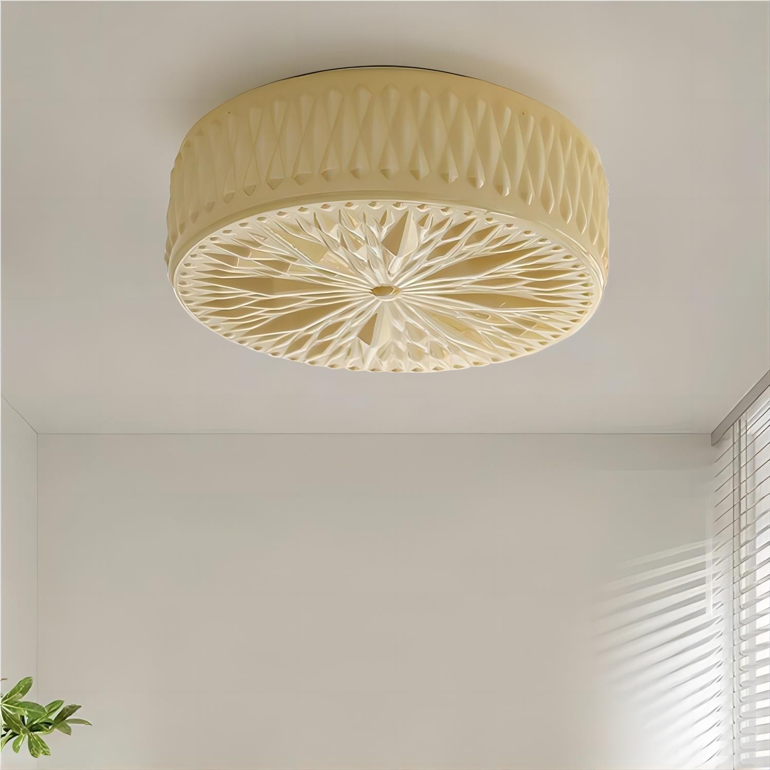 Vintage gebeeldhouwde glazen schijfplafondlamp HL194