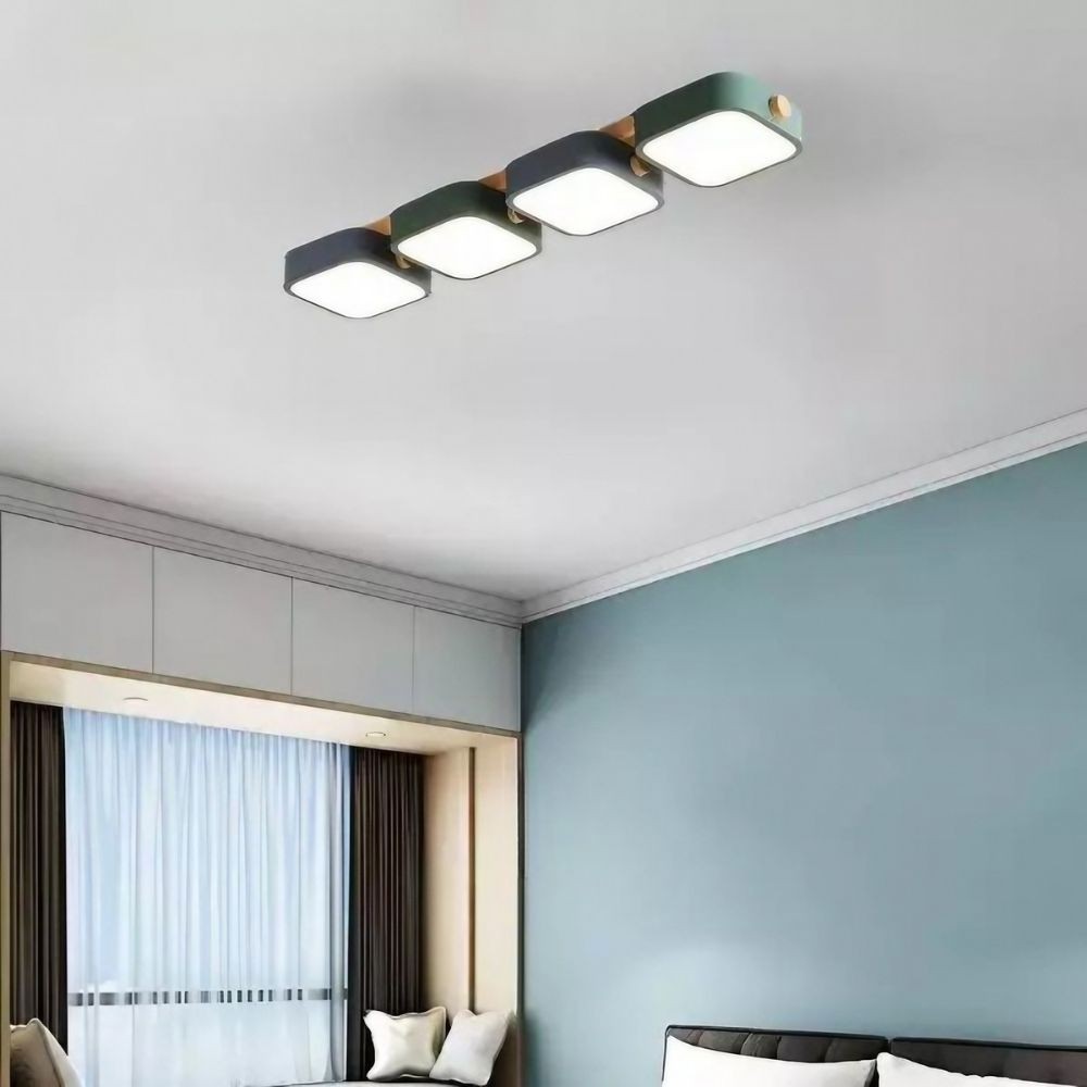 Houten blok plafondlamp - Nordic vierkante LED keukenverlichting HL1348
