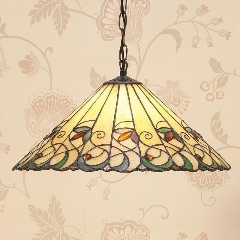 TF Jamelia Vintage Plafondlamp met bloemenmotief en glas-in-loodkoepel voor eetkamers HL2253