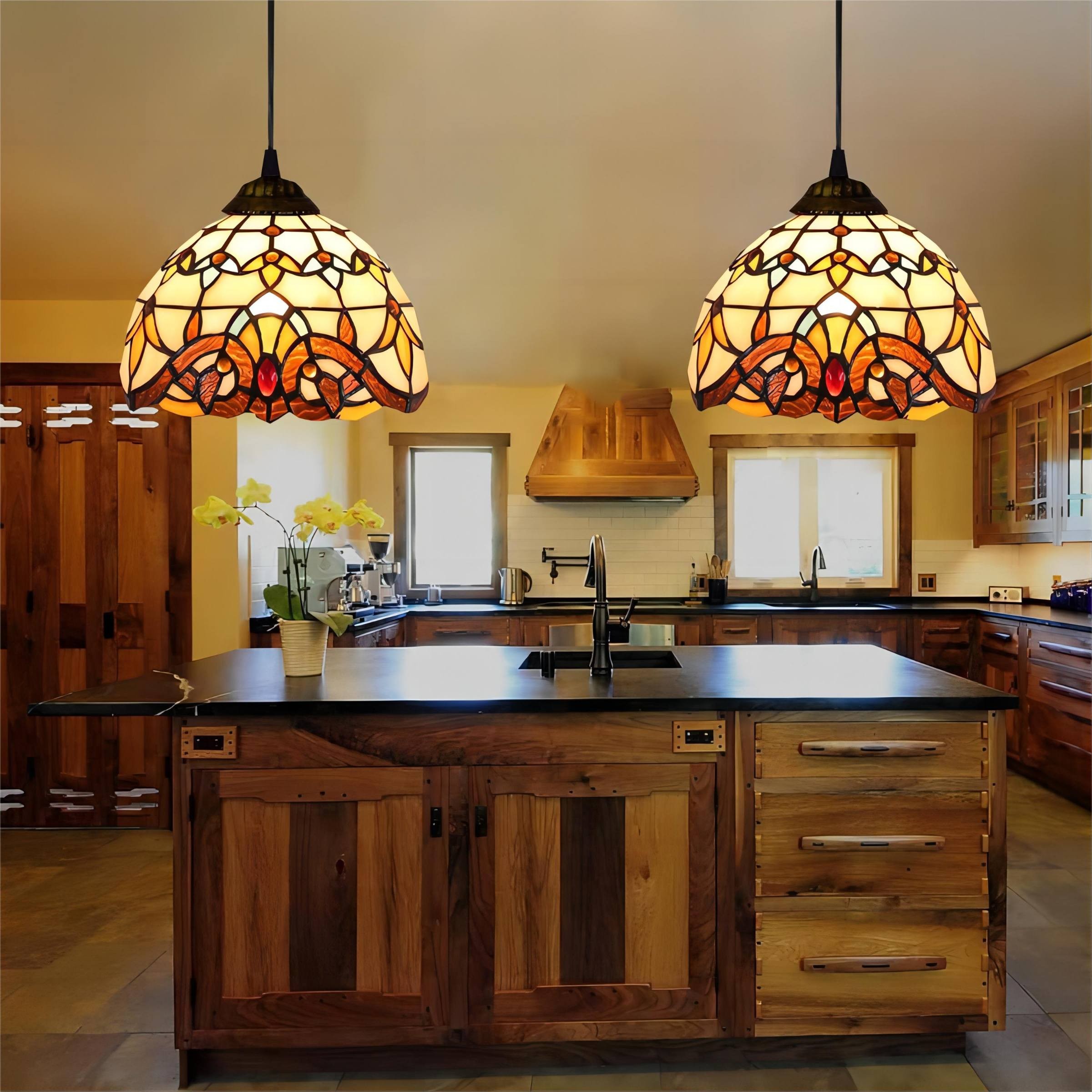 Hanglamp In Vintage Gekleurd Glas In Tiffany Stijl HL13