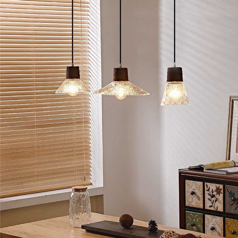 Hanglamp met glazen kap van Scandinavisch henneptouw HL3491