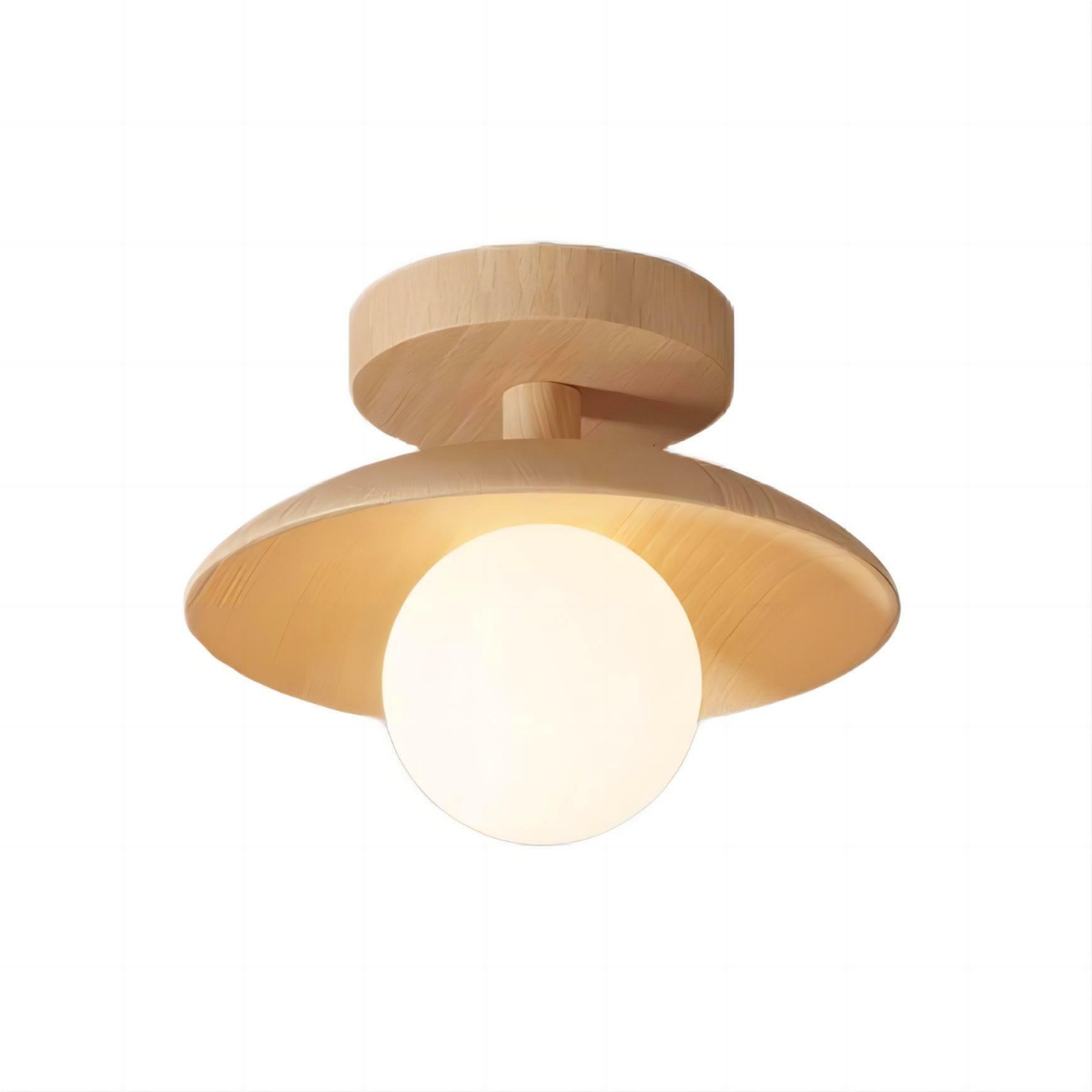 Rustieke Plafon houten glazen plafondlamp HL93