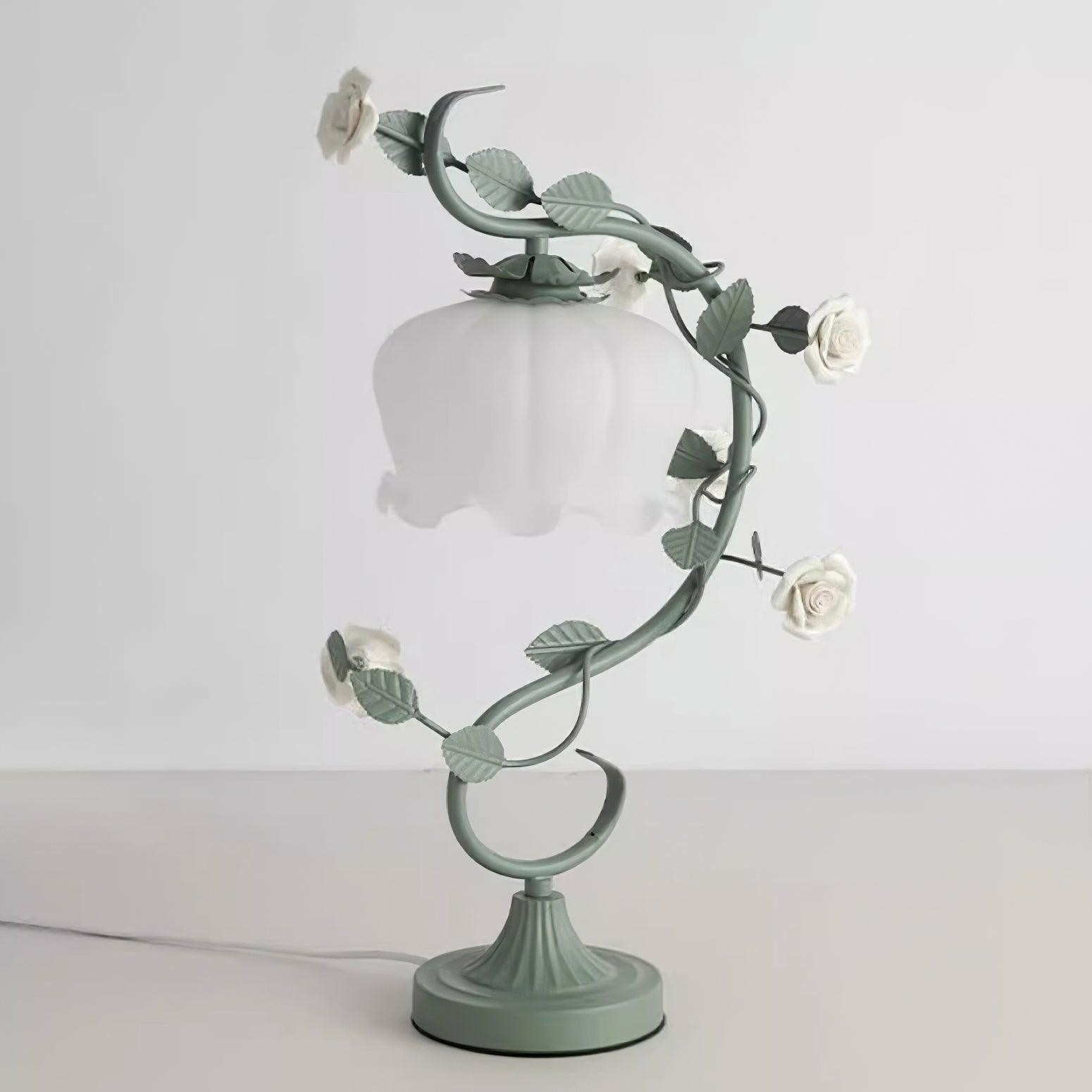 Groen Roze Wit Rozen Bloem Tafellamp HL767
