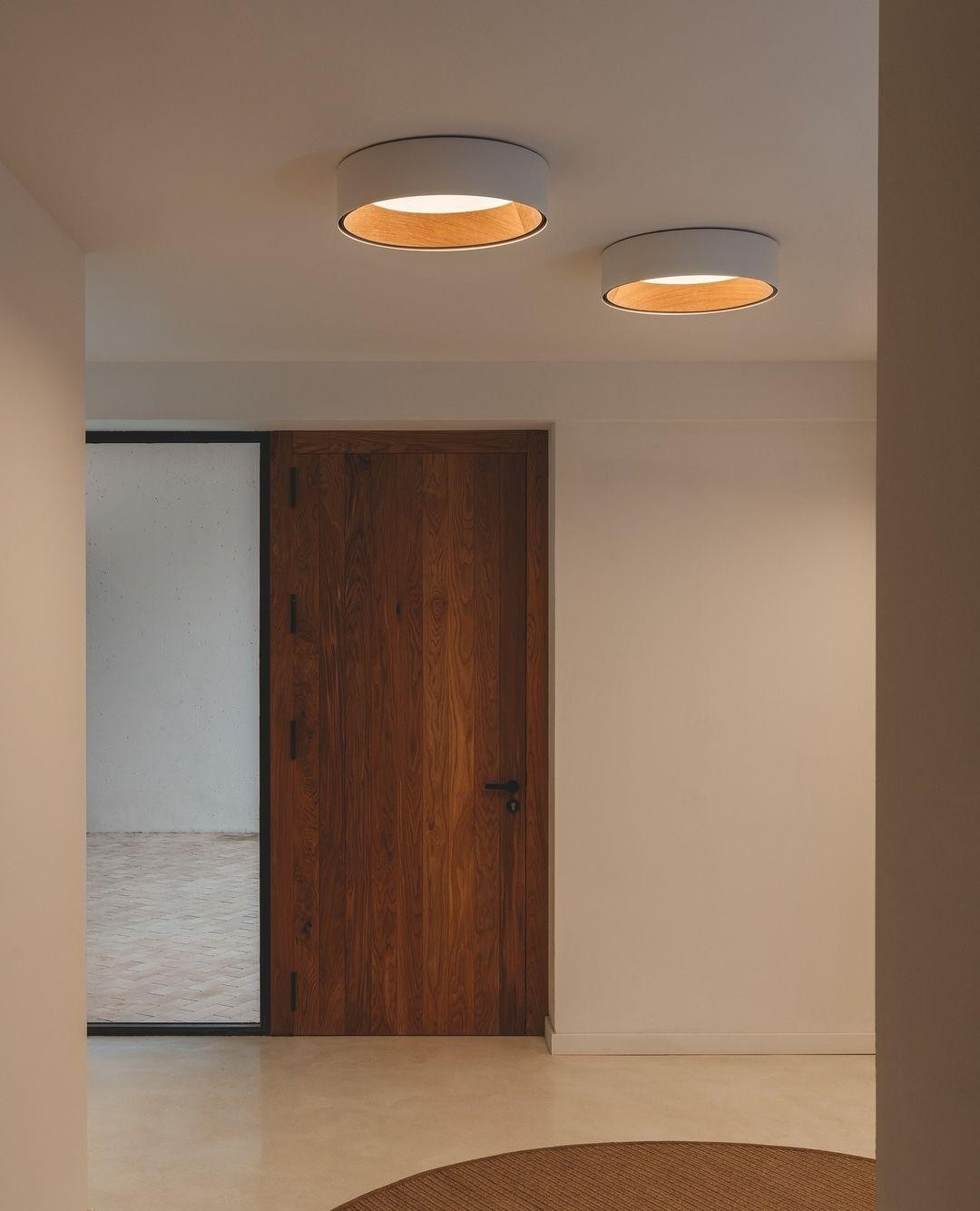 Japanse minimalistische creatieve ronde LED-plafondlamp met houtnerf HL759