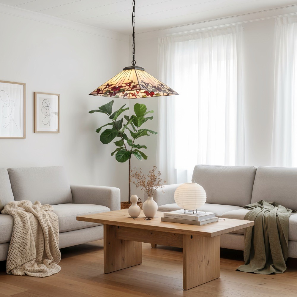 TF Camillo Klassieke Hanglamp met Patroon - Glas-in-loodlamp voor Slaapkamer of Hal HL2005