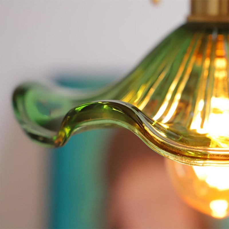 Vintage Hibiscus Bloem Glazen Hanglamp HL278