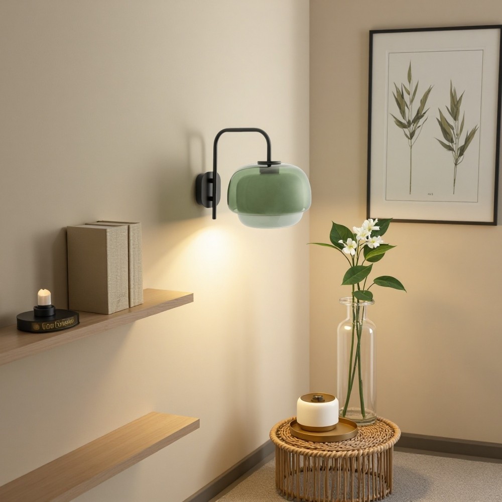 Clinco Wandlamp van gekleurd glas - Dubbele bolvormige lamp in de vorm van een paddenstoel HL1097