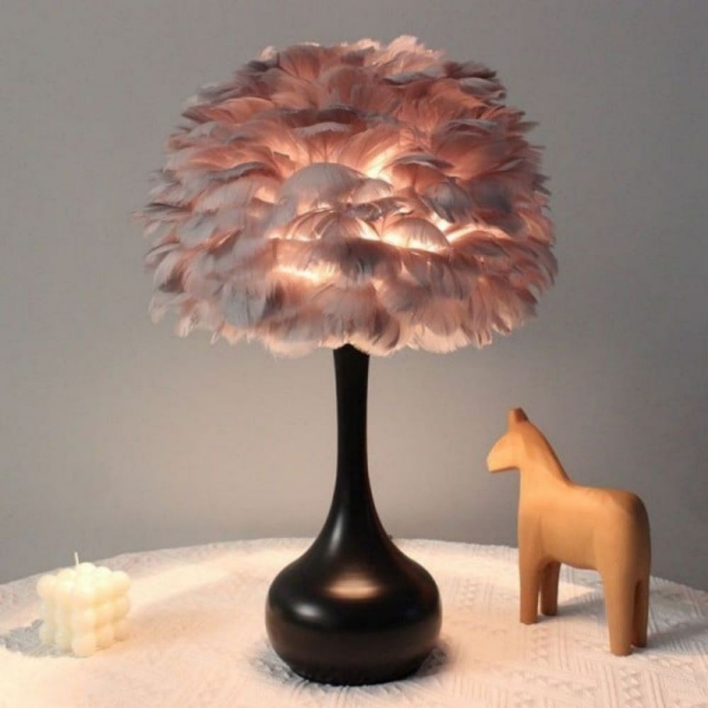 Luxe LED pluizige veer tafellamp HL08