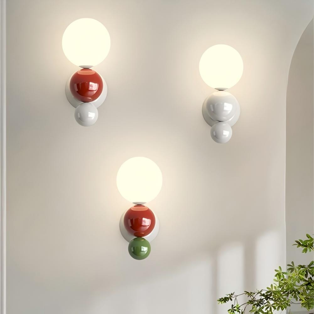 Kleurrijke Crèmekleurige Bolvormige Wandlamp HL321