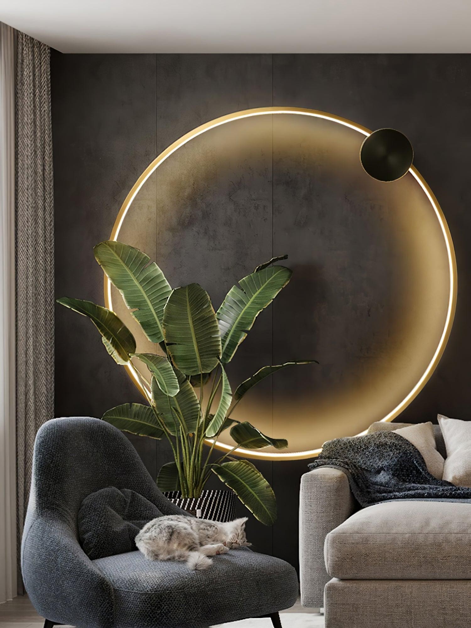 Minimalistische creatieve eenvoudige messing ronde LED-wandlamp HL776