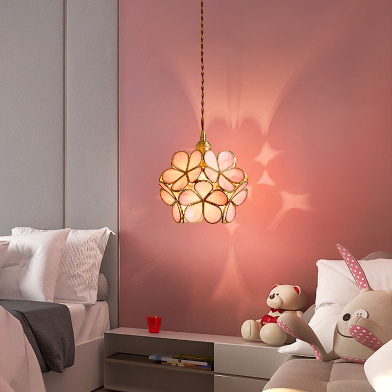 Romantische handgeblazen glazen bloemblad hanglamp HL47