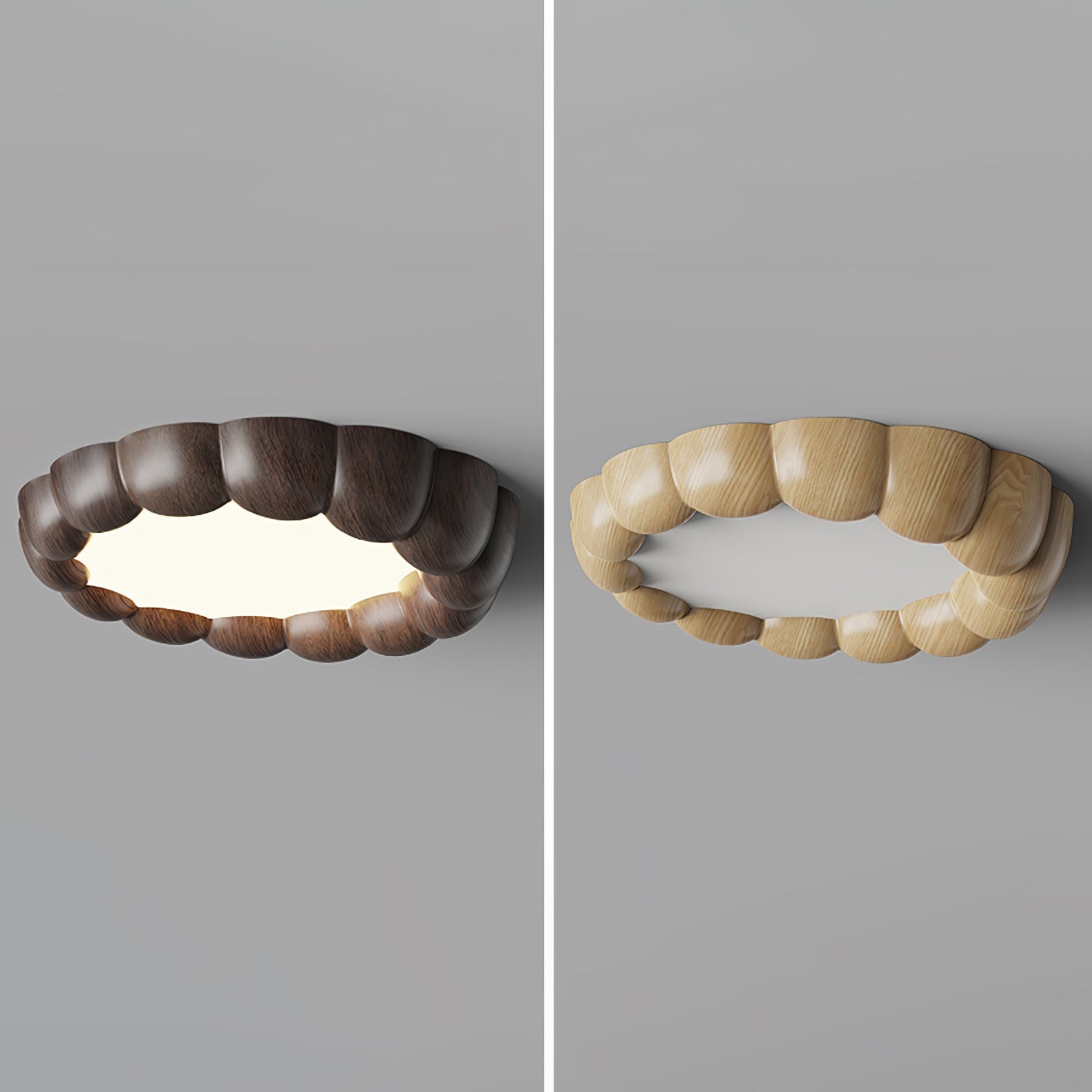Plafondlamp met imitatiehouten rimpel HL441