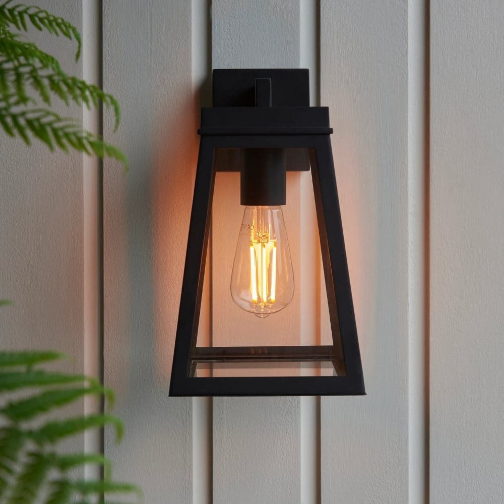 Trevanta helder glazen zwarte buitenlantaarn wandlamp - moderne buitenverlichting HL2104
