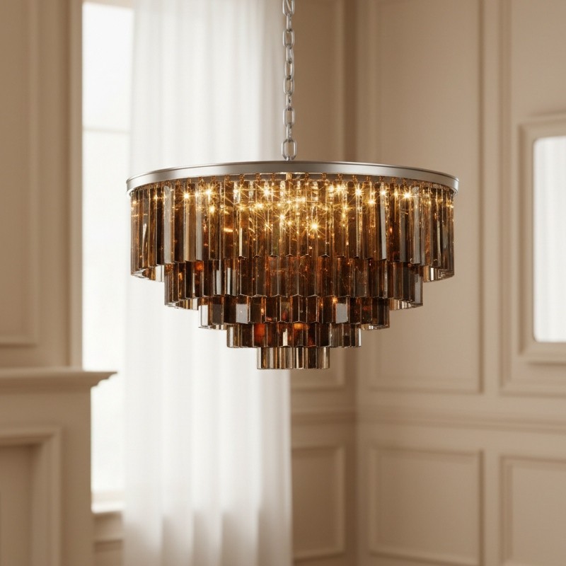 Aurevon Crystal Prism Modern Plafondkroonluchter met Metalen Frame voor Thuis en Hotel HL2298
