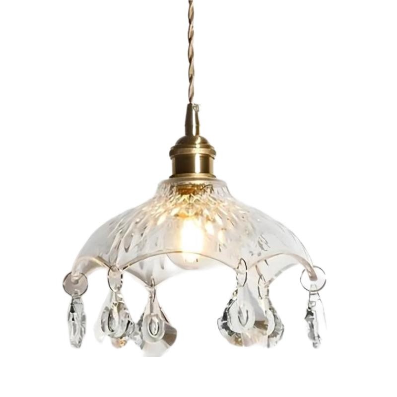 Vintage helder geribbeld glas paraplu hanglamp HL49
