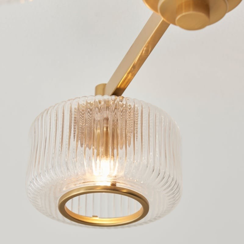 Canovus plafondarmatuur met geribbeld glas - Industriële metalen woonkamerlamp HL2226