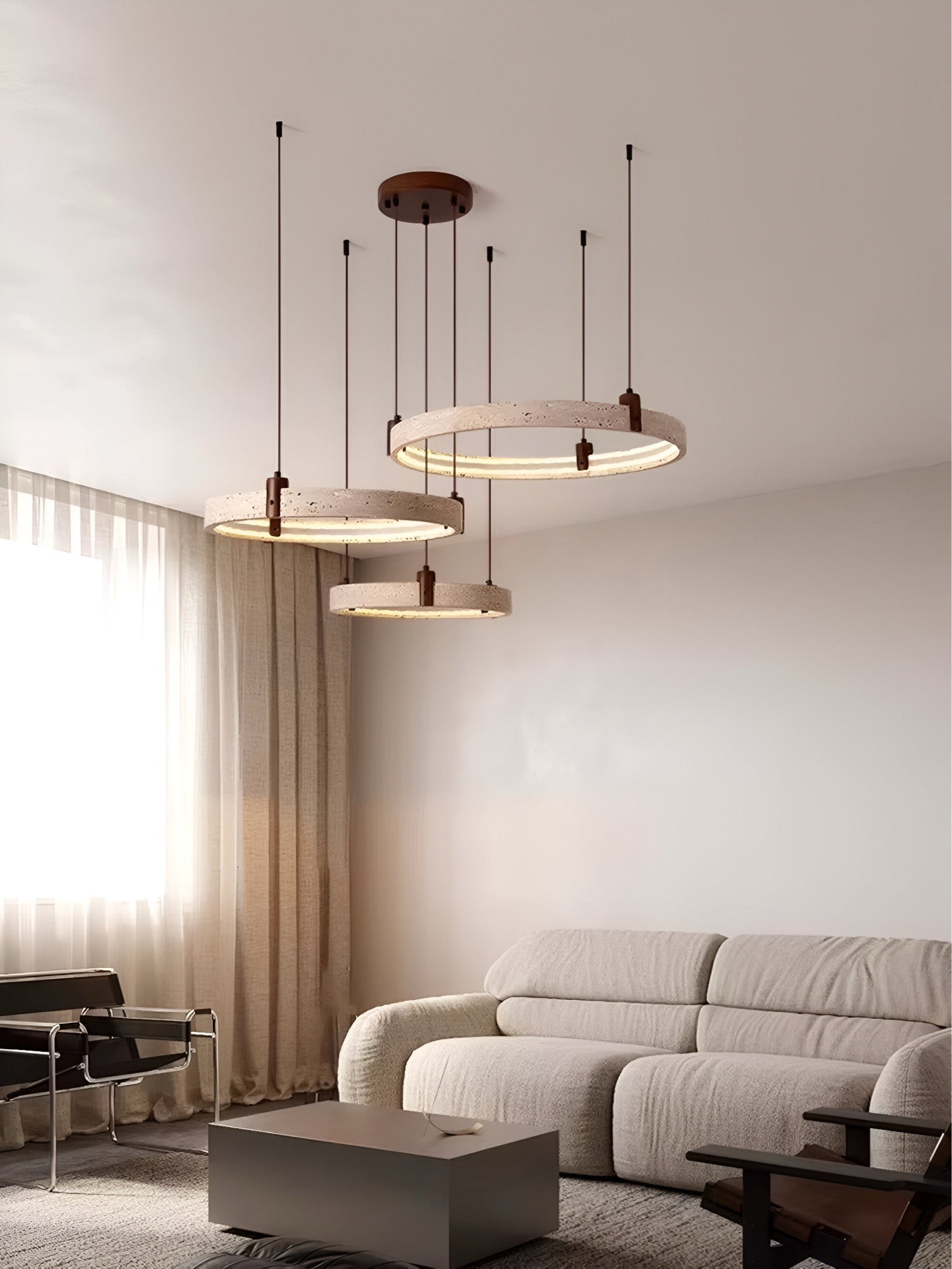 Eenvoudige ronde travertijn hanglamp HL974