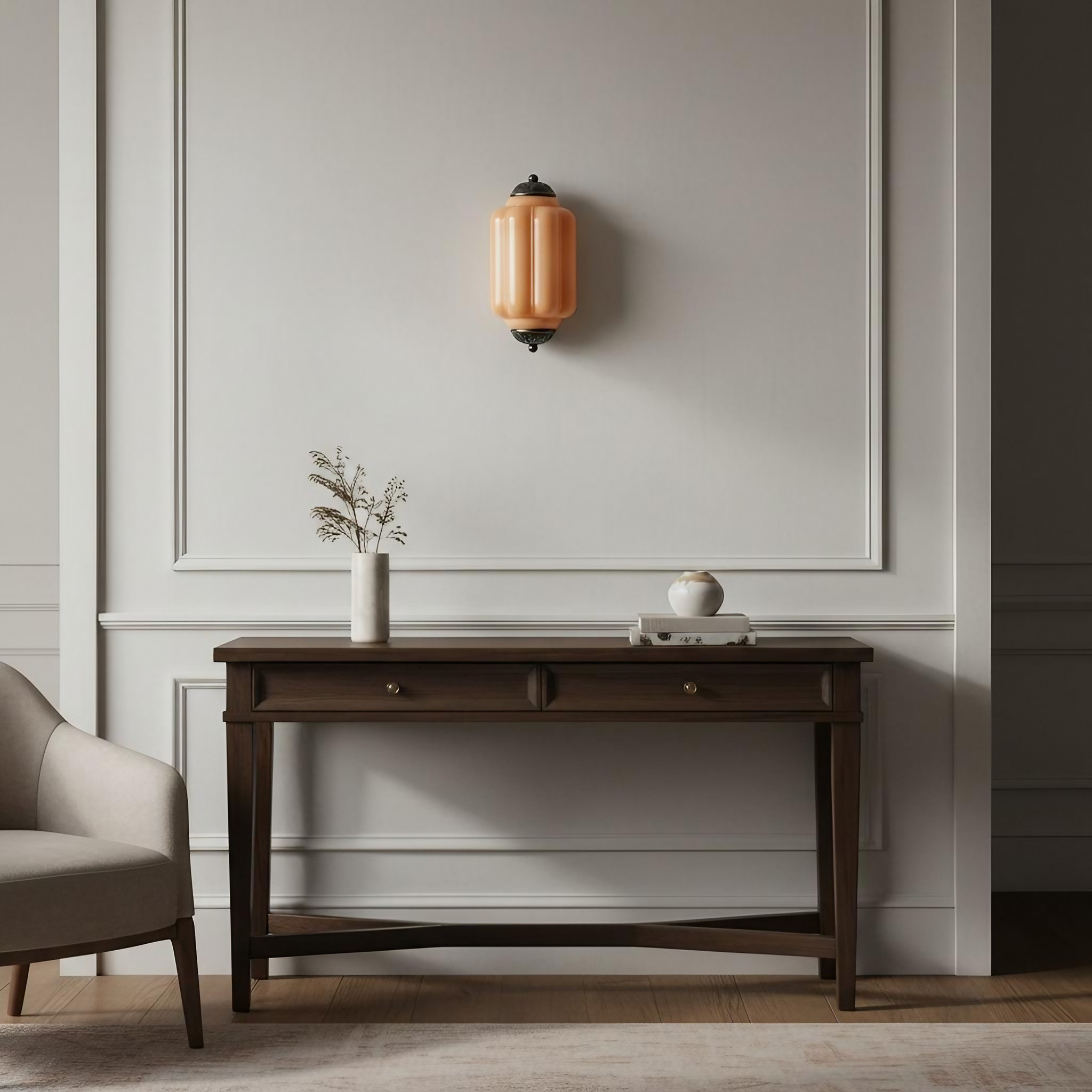 Eloise Long Pumpkin Retro Glazen Inbouw Wandlamp HL951
