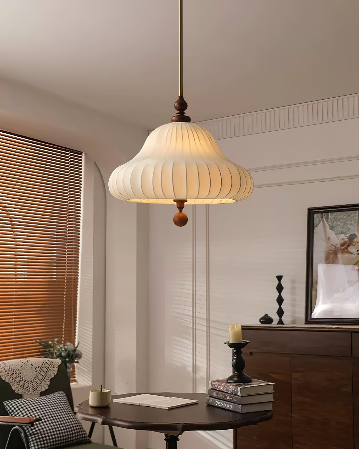 Moderne creatieve retro Wabi-Sabi-stijl stoffen houten hanglamp HL553