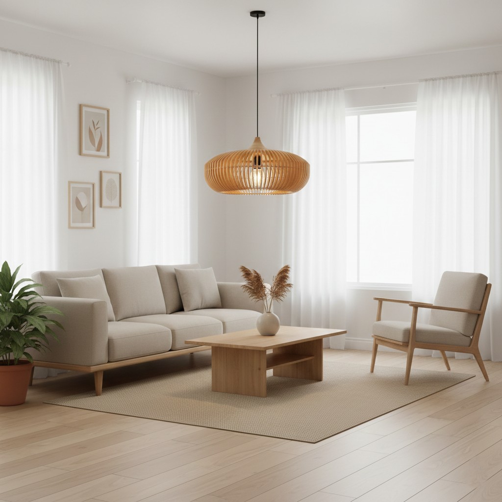 De Halo of Zen Japandi houten hanglamp HL3390