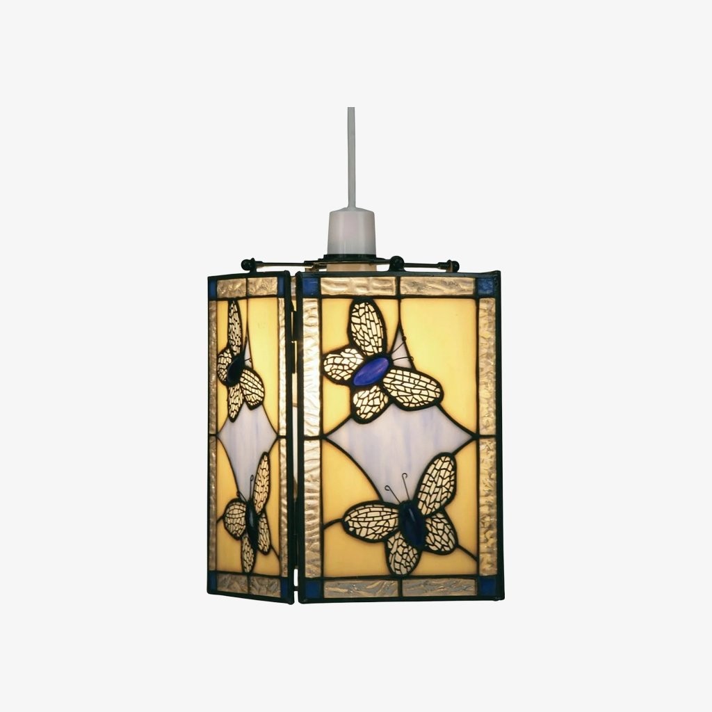 TF Butterfly Hanglamp - Artistieke hanglamp met glas-in-lood voor woonkamer of slaapkamer HL2030